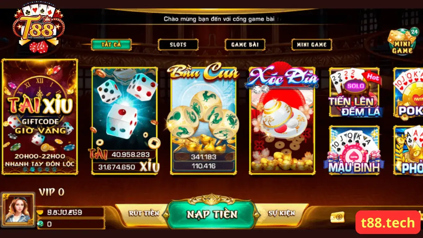 Hệ thống game hàng đầu tại cổng game T88